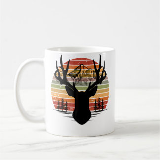 Caneca De Café Cervo Poente Veado Montanha Chifres Rústico Cervo 