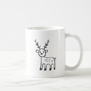 Caneca De Café Cervos novos no esboço preto e branco