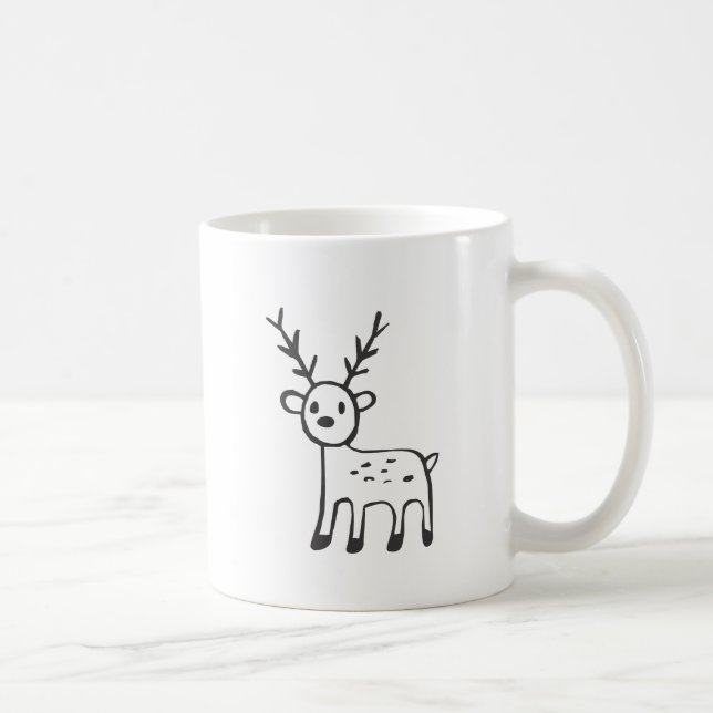 Caneca De Café Cervos novos no esboço preto e branco (Direita)