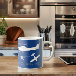 Caneca De Café Cessna 172 Skyhawk - Planos de Blueprint de avião 