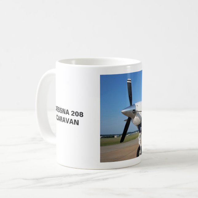 Caneca De Café CESSNA 208 CARAVAN Airplane Mug (Frente Esquerda)