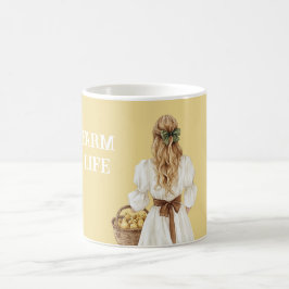 Caneca De Café Cesta Amarela Loira de Frangos (galinhas)