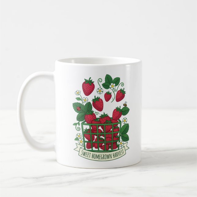 Caneca De Café Cesta de Morango Fruta Doce Berry  (Esquerda)