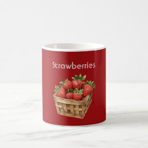 Caneca De Café Cesta de Morangos Vermelhos