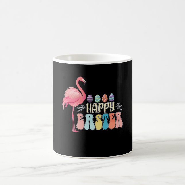 Caneca De Café Cesta de Ovos de Páscoa Flamingo Coelho Feliz (Centro)