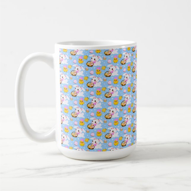 CANECA DE CAFÉ CESTA DE PÁSCOA FOFOS COELHOS E PINTINHOS (Esquerda)
