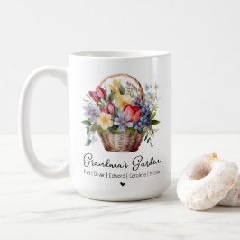 Caneca De Café Cesta Floral de Aquarelas da Vovó