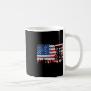 Caneca De Café Cesto de Disco de Golfe da Bandeira Americana dos