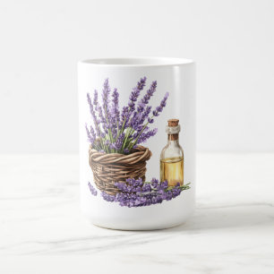 Caneca De Café Cesto de Lavanda em Aquarela