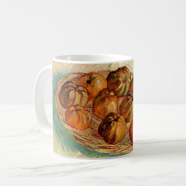 Caneca De Café Cesto de Maçãs para Pissarro de Vincent van Gogh (Frente Esquerda)