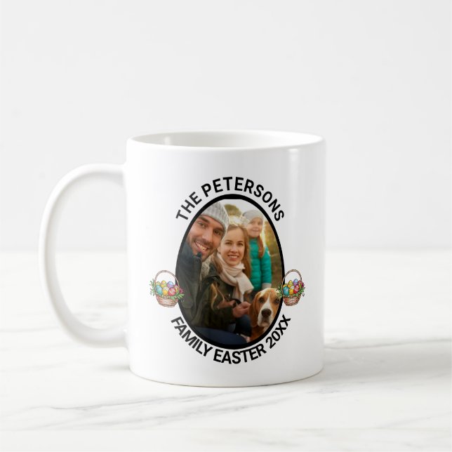Caneca De Café Cesto de Ovos de Fotografia da Páscoa Personalizad (Esquerda)