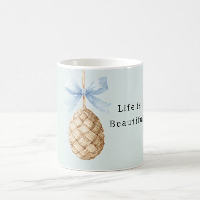 Caneca De Café Cesto Tecido Ovo Arco Azul (Centro)