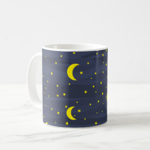 Caneca De Café Céu Azul Escuro - Estrelas e Lua Sem Lua