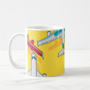 Caneca De Café Céu Colorido de Aviões: Aeronaves Vintage