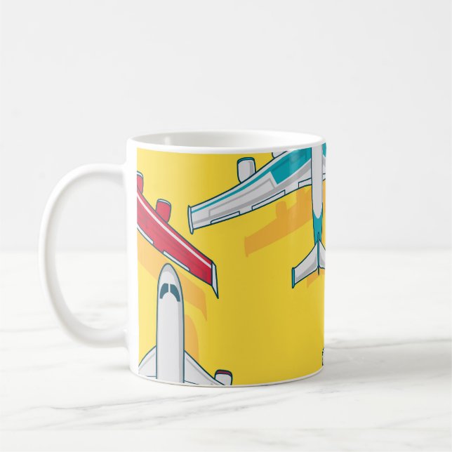 Caneca De Café Céu Colorido de Aviões: Aeronaves Vintage (Esquerda)