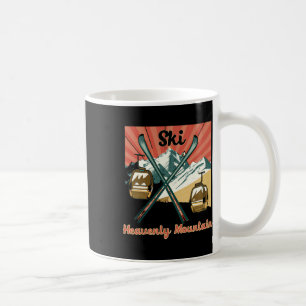 Caneca De Café Céu de Esqui Montanha Retro Vintage Heavenly Mount