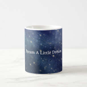 Caneca De Café Céu Noturno Azul de Estrelas Douradas