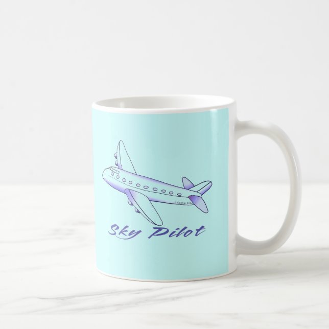 Caneca De Café Céu Piloto Avião Azul (Direita)