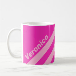 Caneca De Café Céu Rosa Retro Três Listras com Nome
