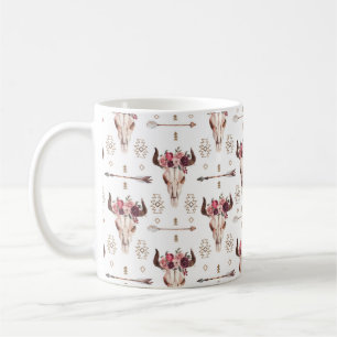 Caneca De Café Céu-touro nativo e flechas, padrão sem soldadura