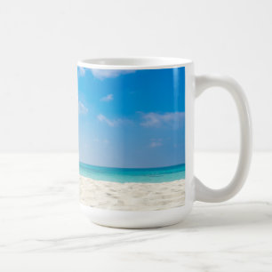 Caneca De Café Céu tropical da areia do mar da praia & dia de