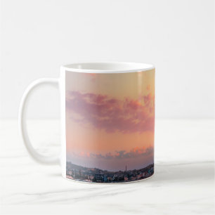 Caneca De Café Céus de ouro solar, cor-de-rosa, belas férias