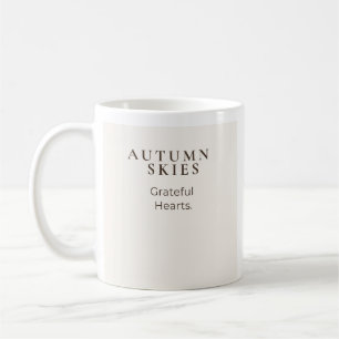 Caneca De Café Céus de Outono, Corações Gratos Ação de Graças d