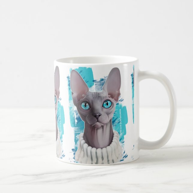 Caneca De Café Céus nos olhos (gato de Sphynx) (Direita)