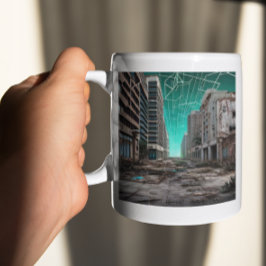 Caneca De Café Céus Teais Distópicos Abandonados