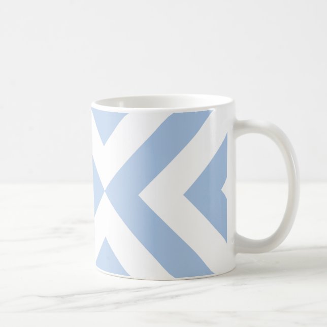 Caneca De Café Cevrons claros azuis e brancos (Direita)