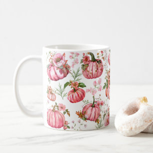 Caneca De Café Chá Aquarela Rosa Caprichoso da Casa da Abóbora