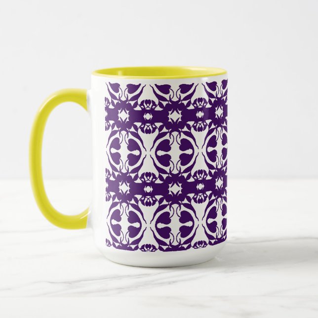 Caneca de Café Chá com Padrão Azul Real Escuro (Esquerda)
