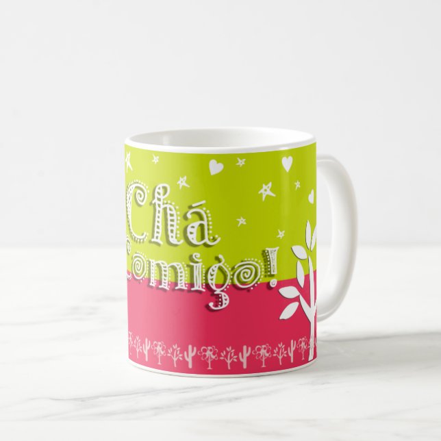 Caneca De Café Chá Comigo (Frente Esquerda)
