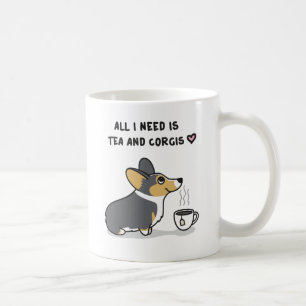 Caneca De Café Chá & Corgis [tri2 de cabeça negra]