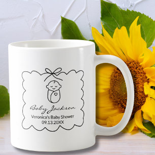 Caneca De Café Chá de Bebê Fofo de Gênero Neutro e Laço Moderno