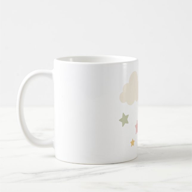 Caneca De Café Chá de Bebê Nuvens Pastéis e Estrelas (Esquerda)