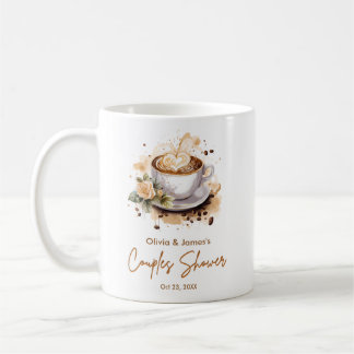 Caneca De Café Chá de Casal de Noiva Tema Café Marrom Floral