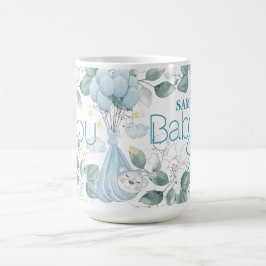 Caneca De Café Chá de fraldas. Bear Dormindo Azul.