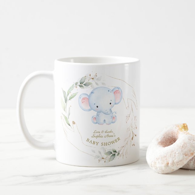 Caneca De Café Chá de fraldas da selva de elefante-bebê bonito (Com Donut)