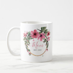 Caneca De Café chá de fraldas de aquarela cor rosa e dourada