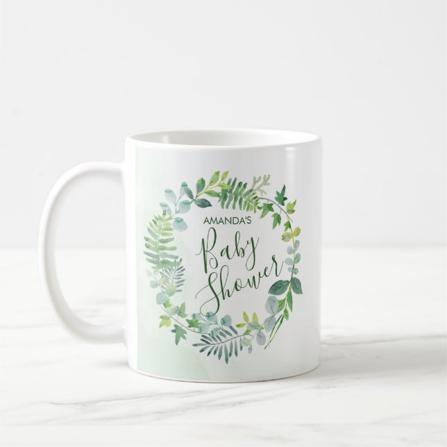 Caneca De Café Chá de fraldas Greenery Wreath (Esquerda)