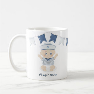 Caneca De Café Chá de fraldas Náutico de Bebê