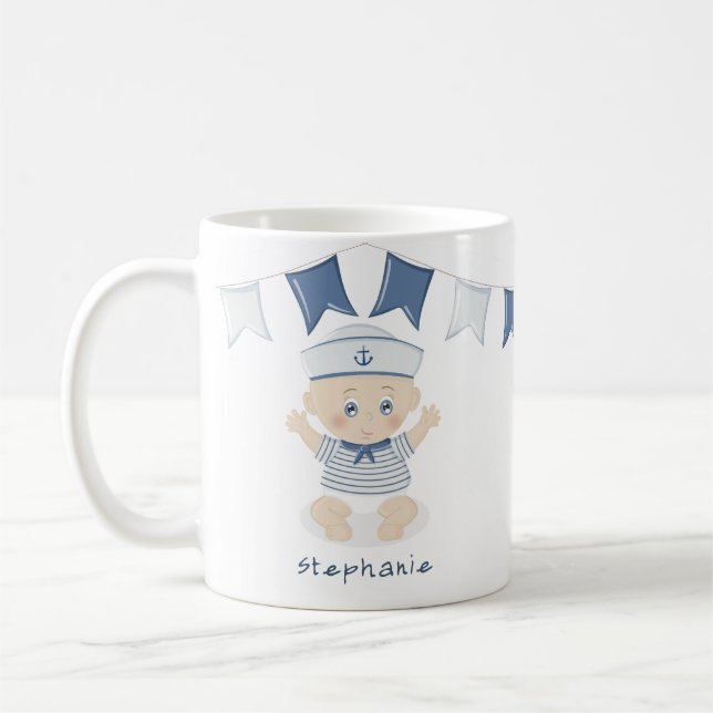 Caneca De Café Chá de fraldas Náutico de Bebê (Esquerda)