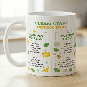 Caneca De Café Chá de Limão Reset Duo Receita Manhã e Noite