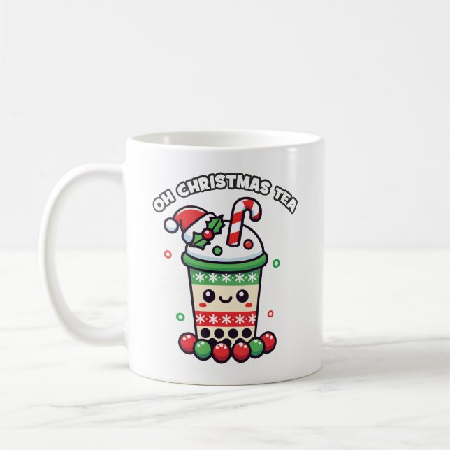 Caneca De Café Chá de Natal - Chá Engraçado Boba Holiday (Esquerda)