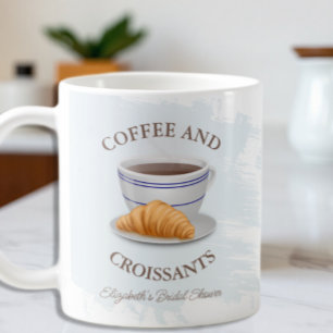 Caneca De Café Chá de Noiva de Café e Croissants