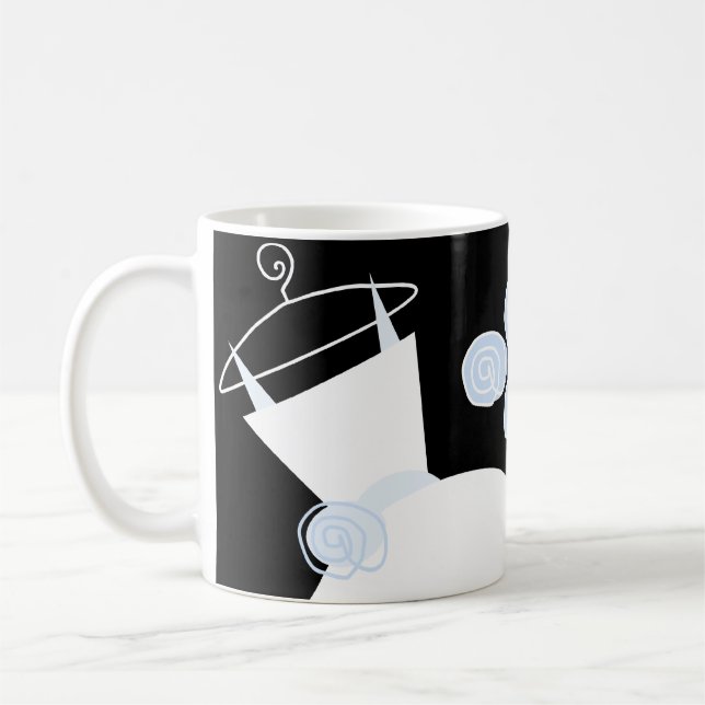 Caneca De Café Chá de panela azul de Casamento preto (Esquerda)
