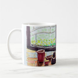 Caneca De Café Chá e Flores na Janela