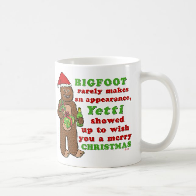 Caneca De Café Chalaça engraçada de Sasquatch do Feliz Natal de (Direita)
