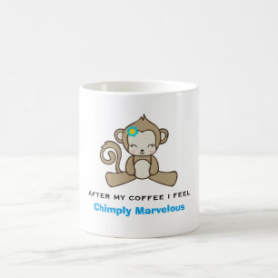 Caneca De Café Chalaça Kawaii bonito do macaco engraçado